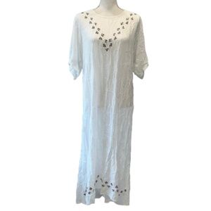 MAGIC rayon white maxi short sleeved dress women's INDIA boho nighty beach cover